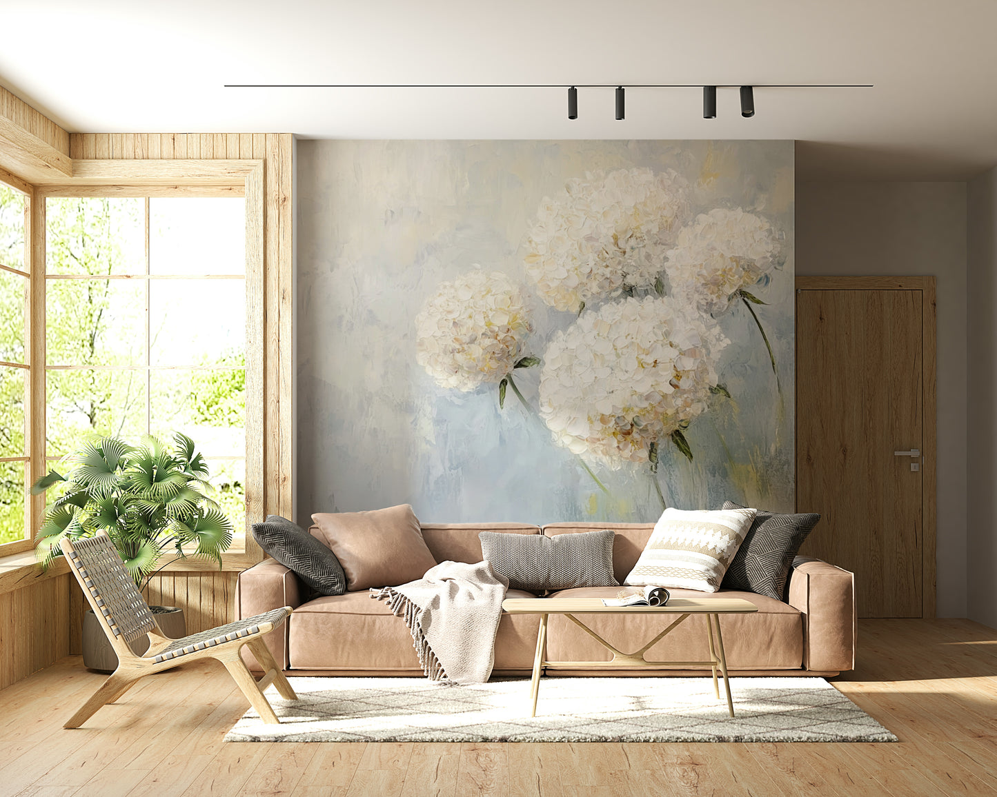 Horizontal pattern of the gentle Soft Bloom: Floral Impression Wall Mural.