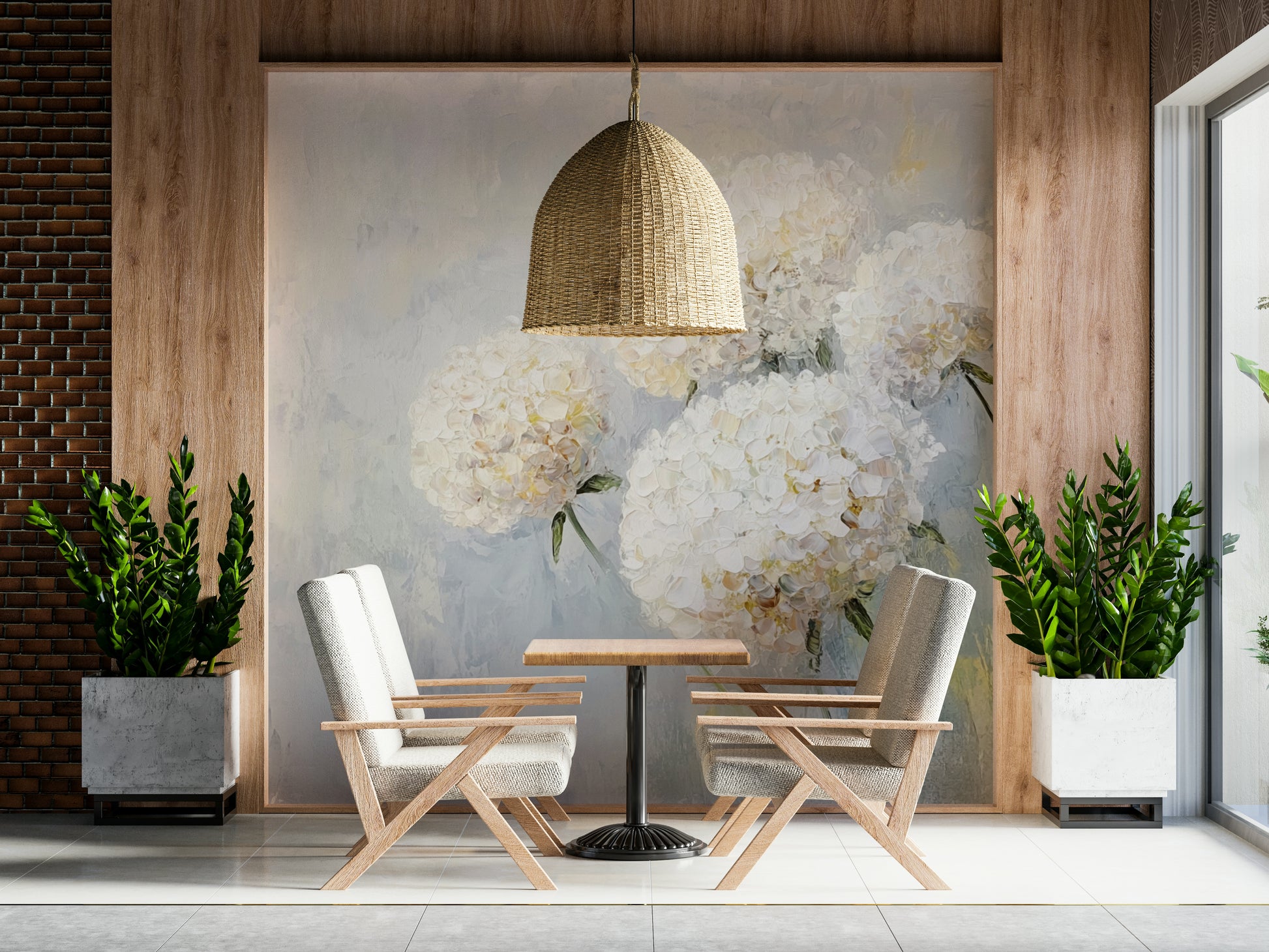 Pastel color palette of the Soft Bloom: Floral Impression Wall Mural.