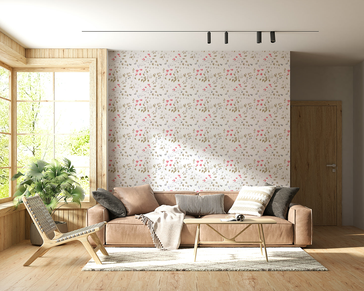 Artistic hand-painted look of the floral motifs in Painterly Petals Wallpaper.
