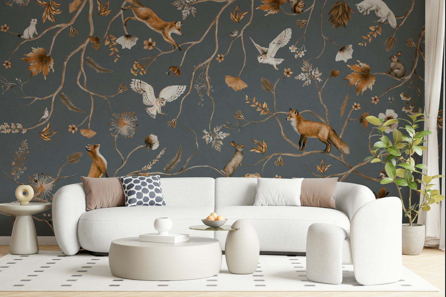 Artistic illustration of the Enchanted Woodland Tales Wall Mural.
