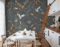 Storybook forest scene on the Enchanted Woodland Tales Wall Mural.