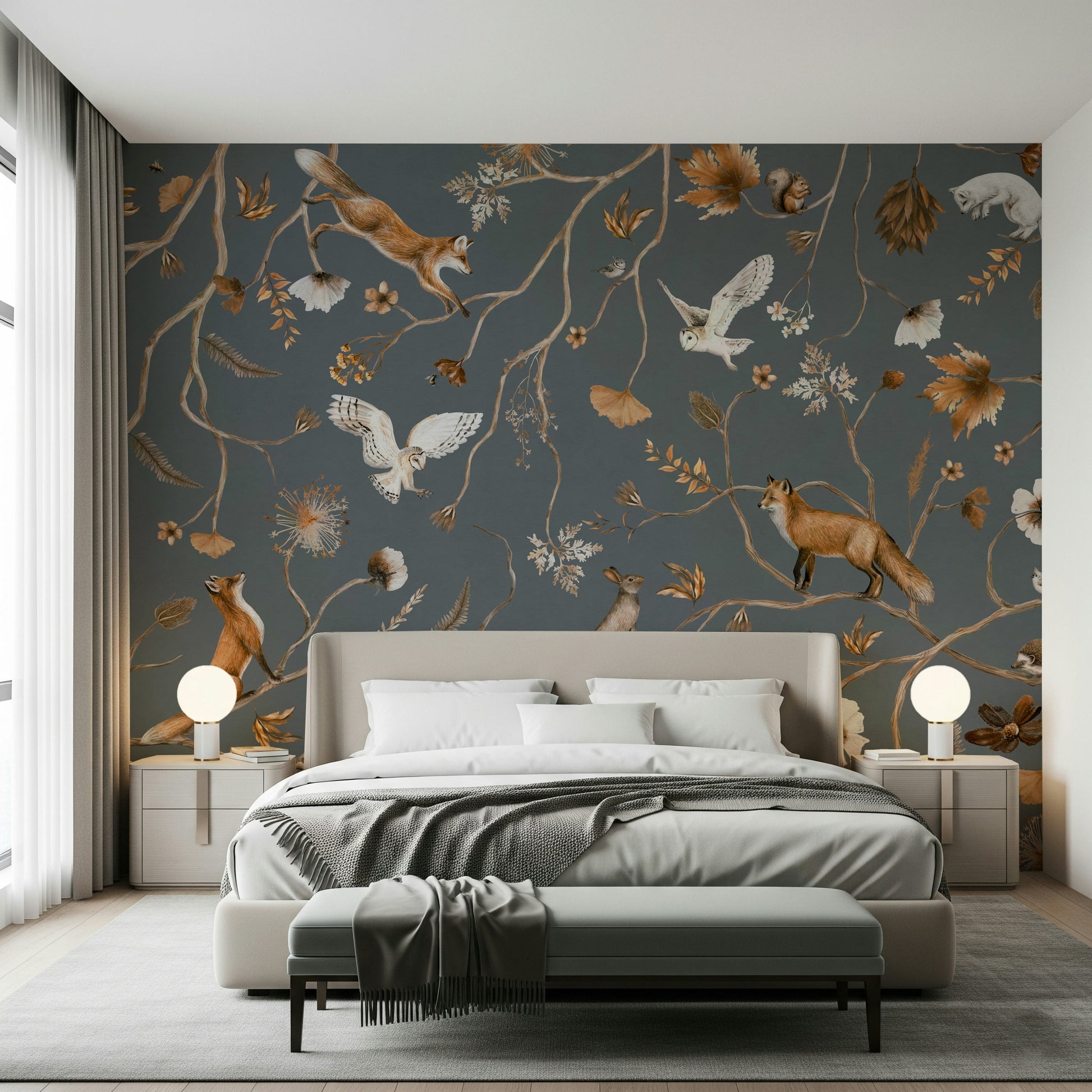 Nursery decor featuring the ethereal Enchanted Woodland Tales Wall Mural.
