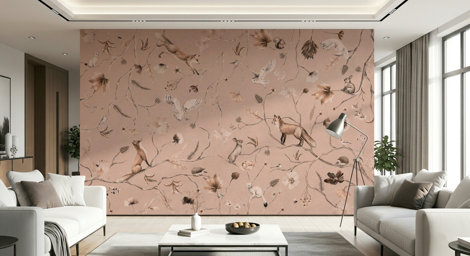 Woodland Whisper Wall Mural in a calming nursery space.