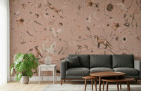 Horizontal segment of the peaceful Woodland Whisper Wall Mural.