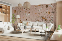 Full view of the whimsical Forest Friends Fable Wall Mural.