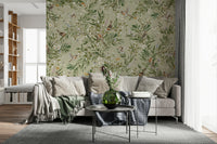 Artistic depiction of a blooming flower in the Birds & Blooms Wall Mural.