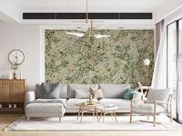 Nursery room décor using the charming Birds & Blooms Wall Mural.