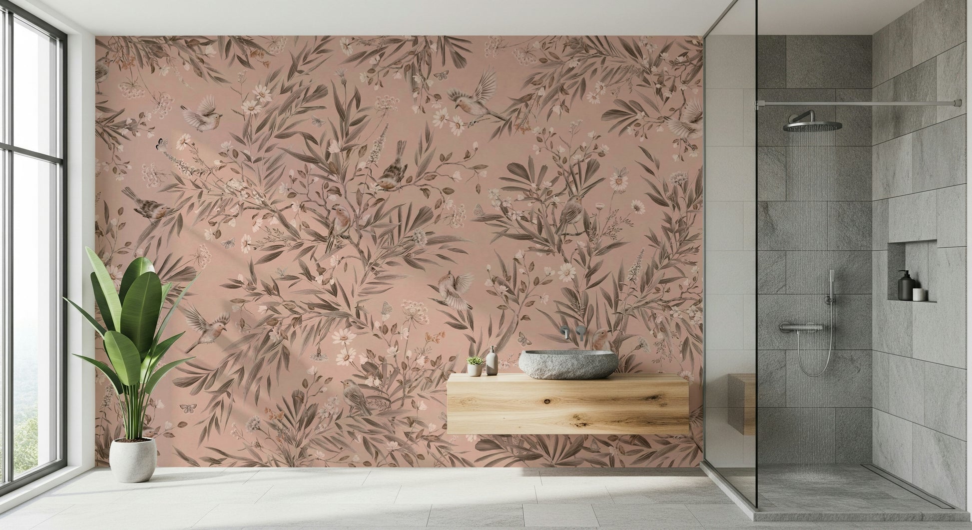The tropical toucan motif within the Botanical Birdsong Wall Mural.