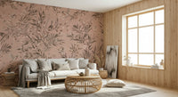 Artistic render of the complete Botanical Birdsong Wall Mural.