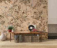 Designer interior featuring the serene Botanical Birdsong Wall Mural design.