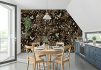 Soft watercolor art of the Serene Songbirds Wall Mural.