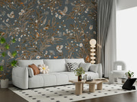 Headboard area showcasing the balanced floral Wall Mural.