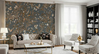 Sitting room with the harmonious Birds & Blooms Harmony Wall Mural backdrop.
