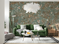 Charming bird motif on the appealing Birds & Blooms Symphony Wall Mural for walls.