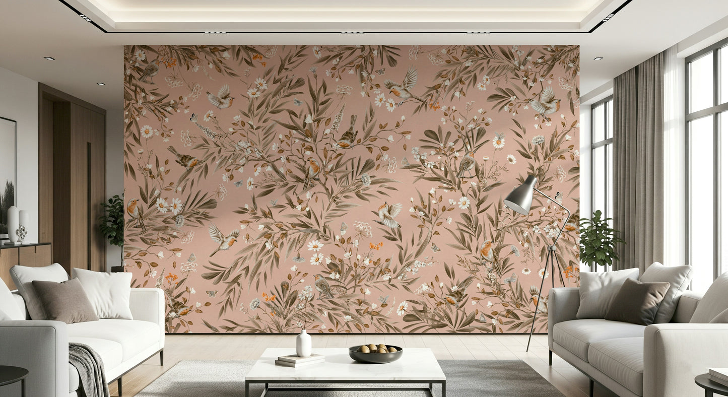 Horizontal scene of the dreamy Whispering Woods Wallpaper Wall Mural.