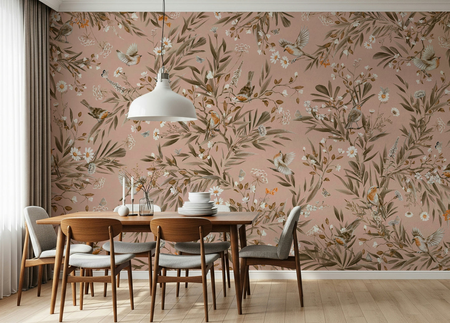 Ethereal atmosphere created by the Whispering Woods Wallpaper Wall Mural.