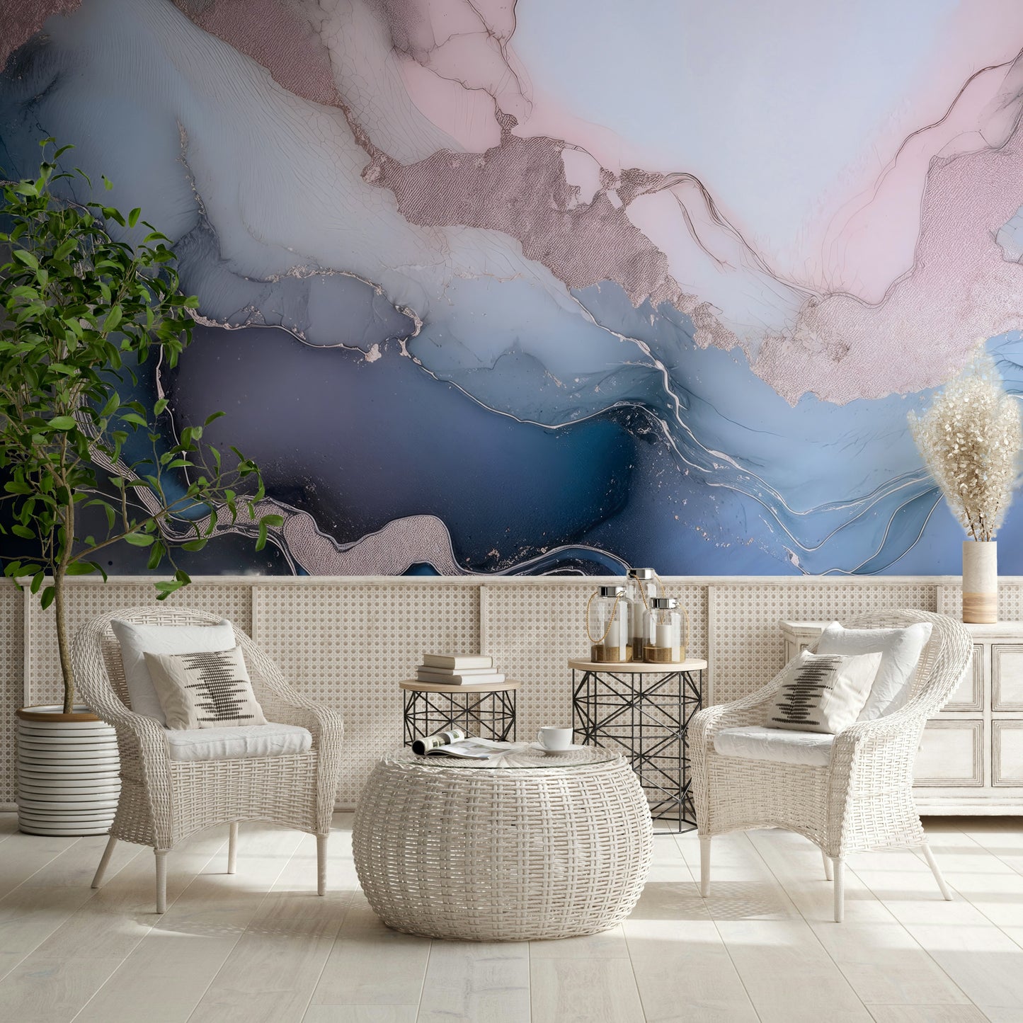 Subtle crystalline texture of the impressive Mystic Mineral Layers Blue Wall Mural.
