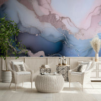 Subtle crystalline texture of the impressive Mystic Mineral Layers Blue Wall Mural.