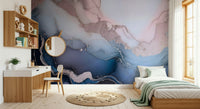 The vibrant feel of the blue and white Mystic Mineral Layers Blue Wall Mural.