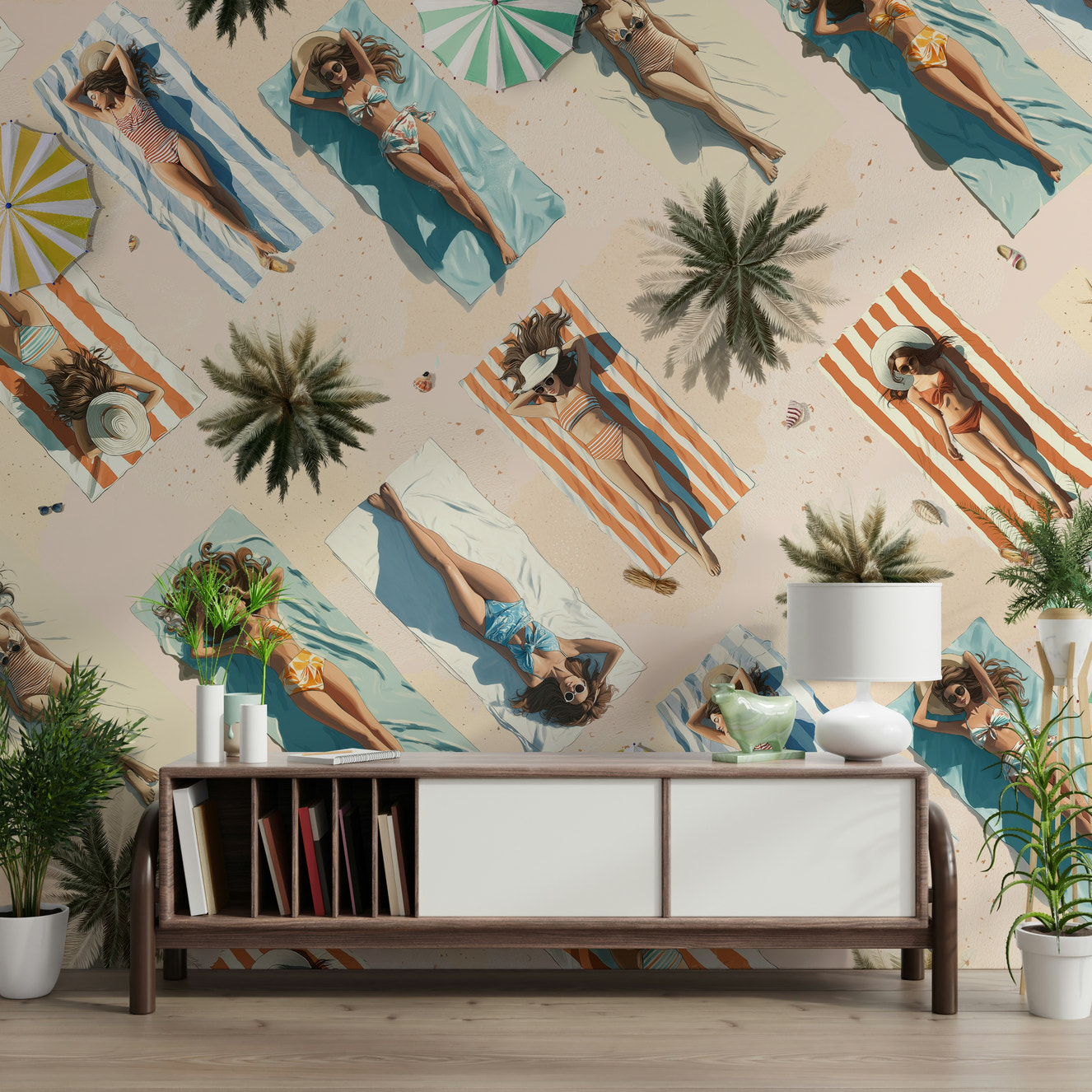 Bedroom feature wall highlighting the artistic lines of Edge Of Summer.