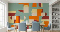 Vibrant colors on the Crisp Air and Warmth peel and stick wallpaper.