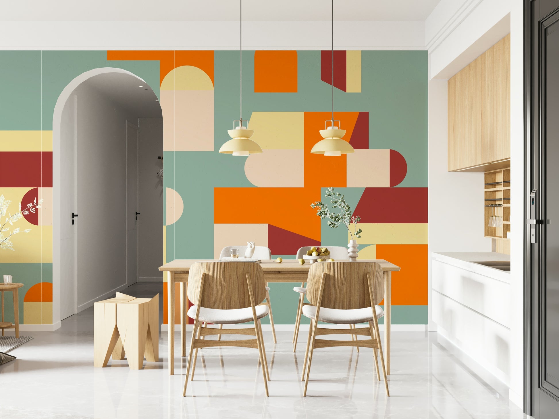 Crisp Air and Warmth Abstract Geometric Wall Mural texture visual.