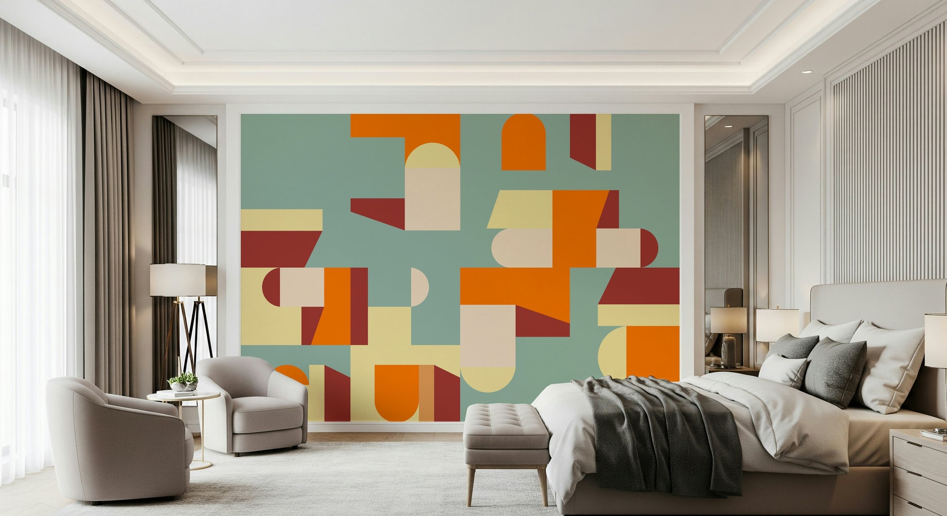 Crisp Air and Warmth geometric wallpaper for walls detail.