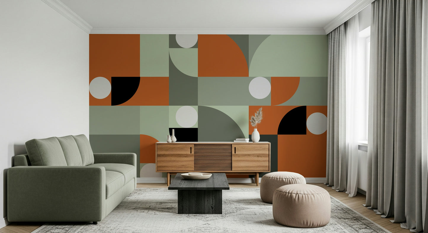 Minimalist wallpaper for walls using the Terracotta and Gray Wall Mural.