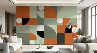 Designer interior featuring the modern Terracotta and Gray Wall Mural design.