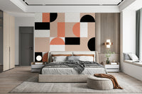 The soft pink and gold tones of the Blush Geometry Wall Mural pattern.