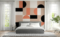 Abstract geometric pattern, Blush Geometry Wall Mural design detail.