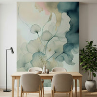 Textured look of the petals on Translucent Teal Petals Wall Mural.