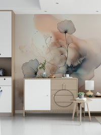 The spiraling bloom pattern of the Watercolor Spiral Bloom Wall Mural.