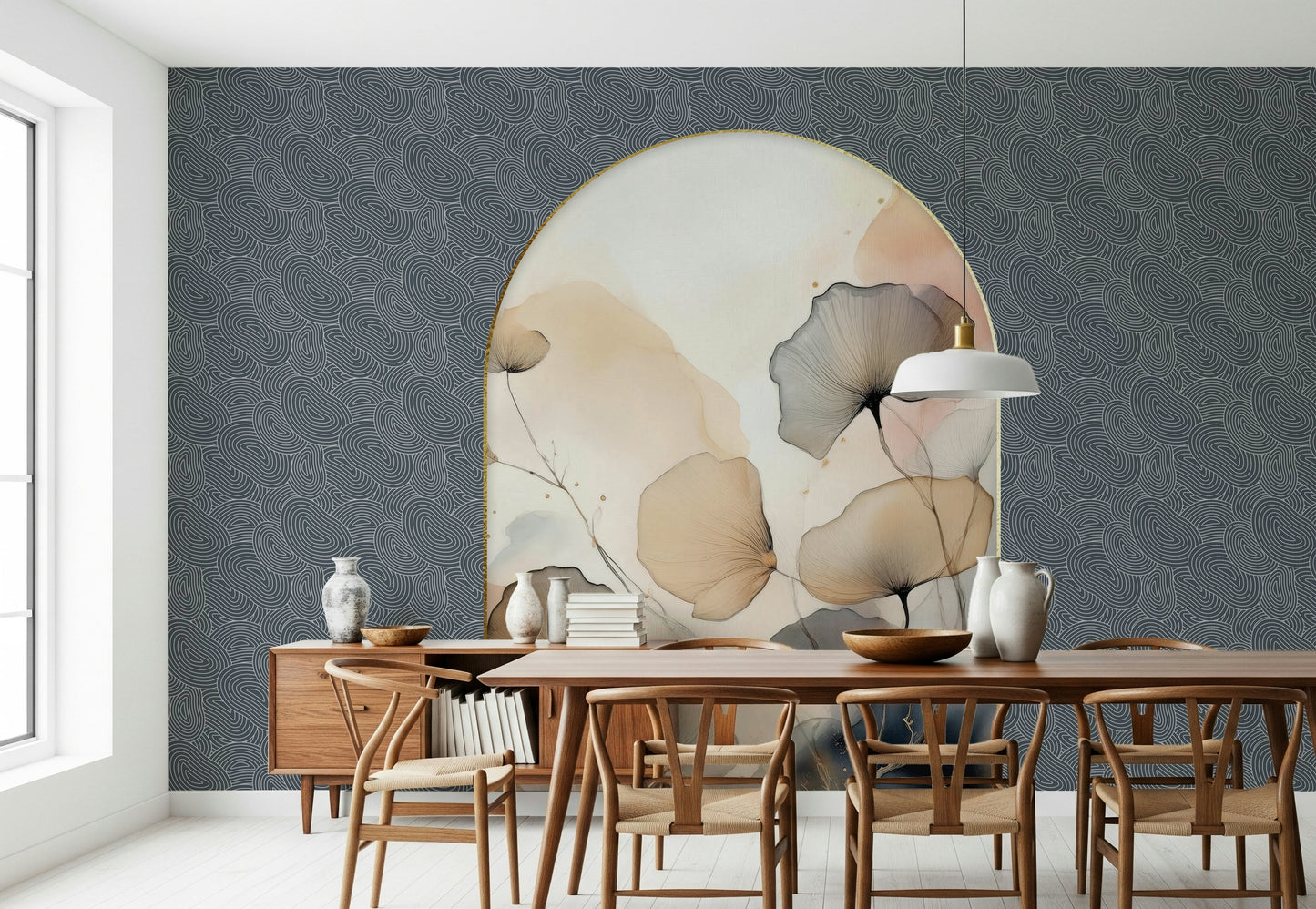 Peel and stick wallpaper called Elegant Floral Archway Wall Mural.