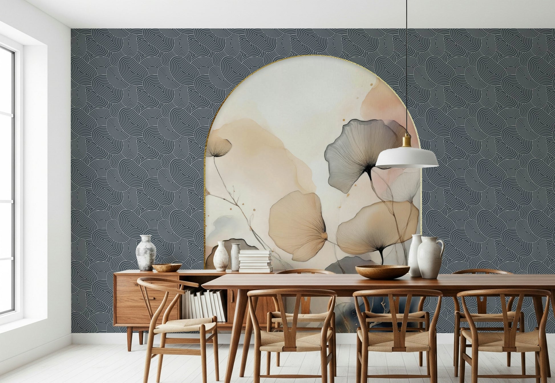 Peel and stick wallpaper called Elegant Floral Archway Wall Mural.