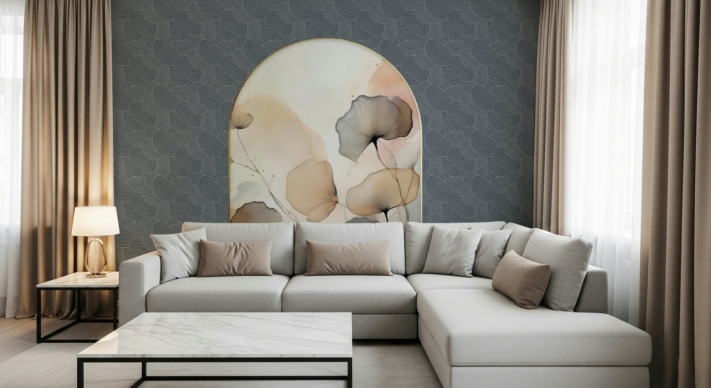 Botanical frame design of the Elegant Floral Archway Wall Mural.