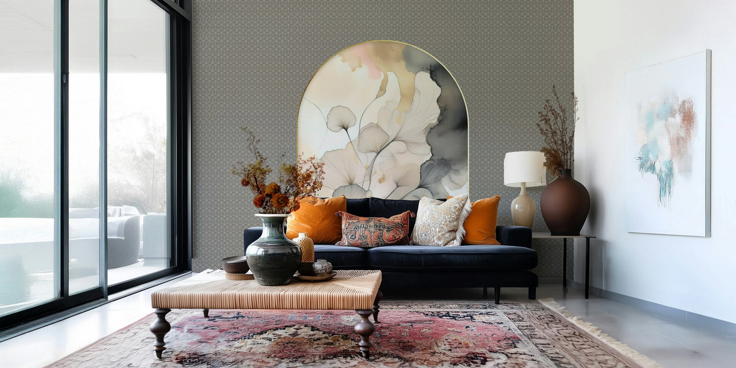 Textured shading of the Gingko Archway print creates depth.