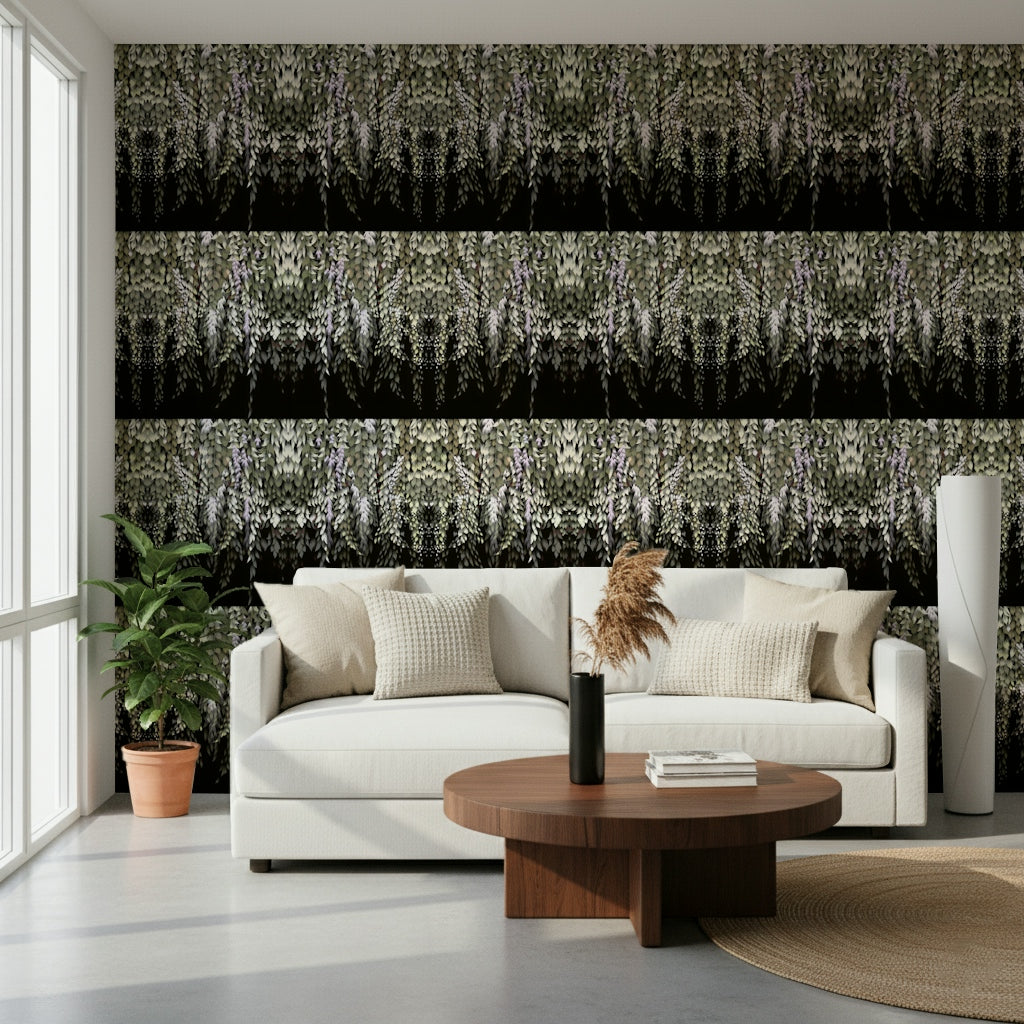 Natural light on the draped Wisteria Cascade background.