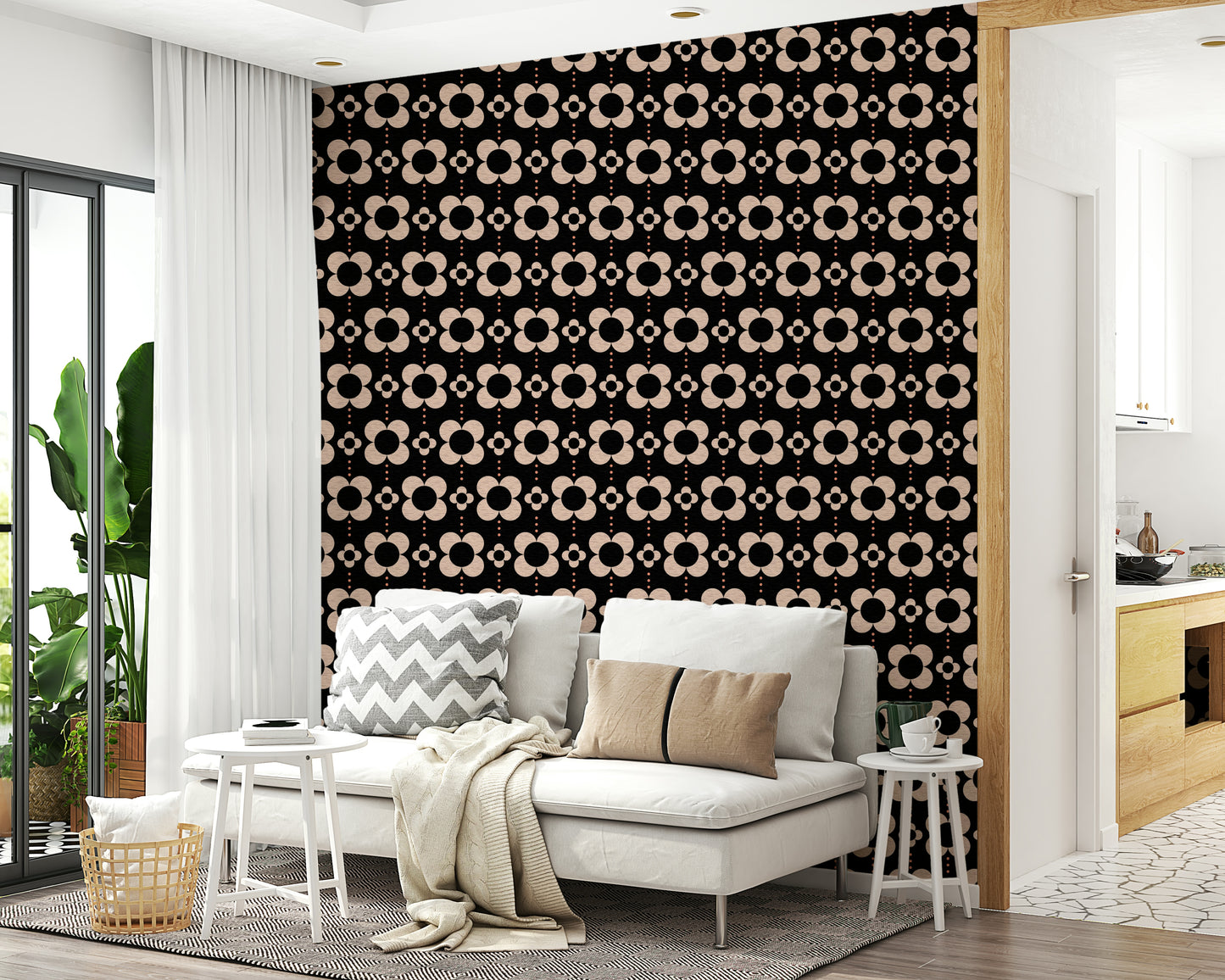 60s Charm Wallpaper creating a striking feature wall.