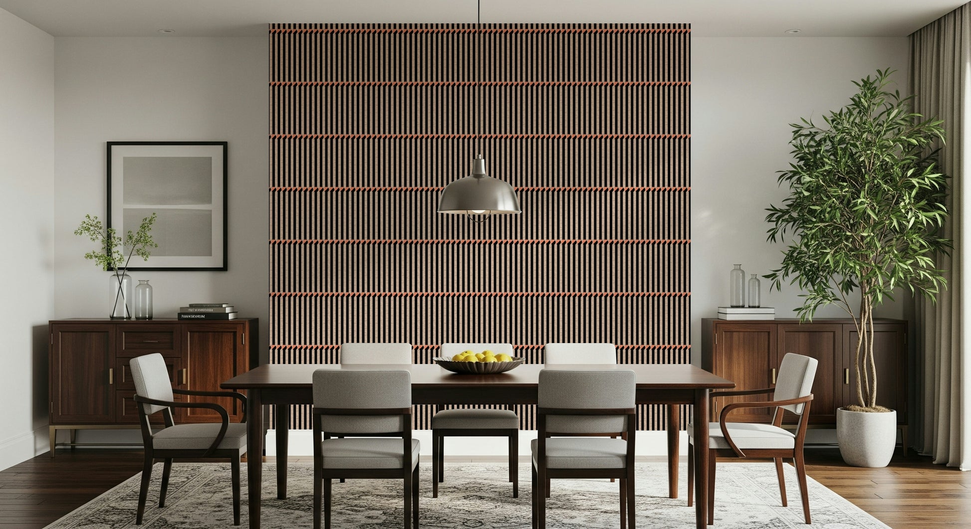 Subtle peach and black pattern in the beautiful Retro Lines Wallpaper design.