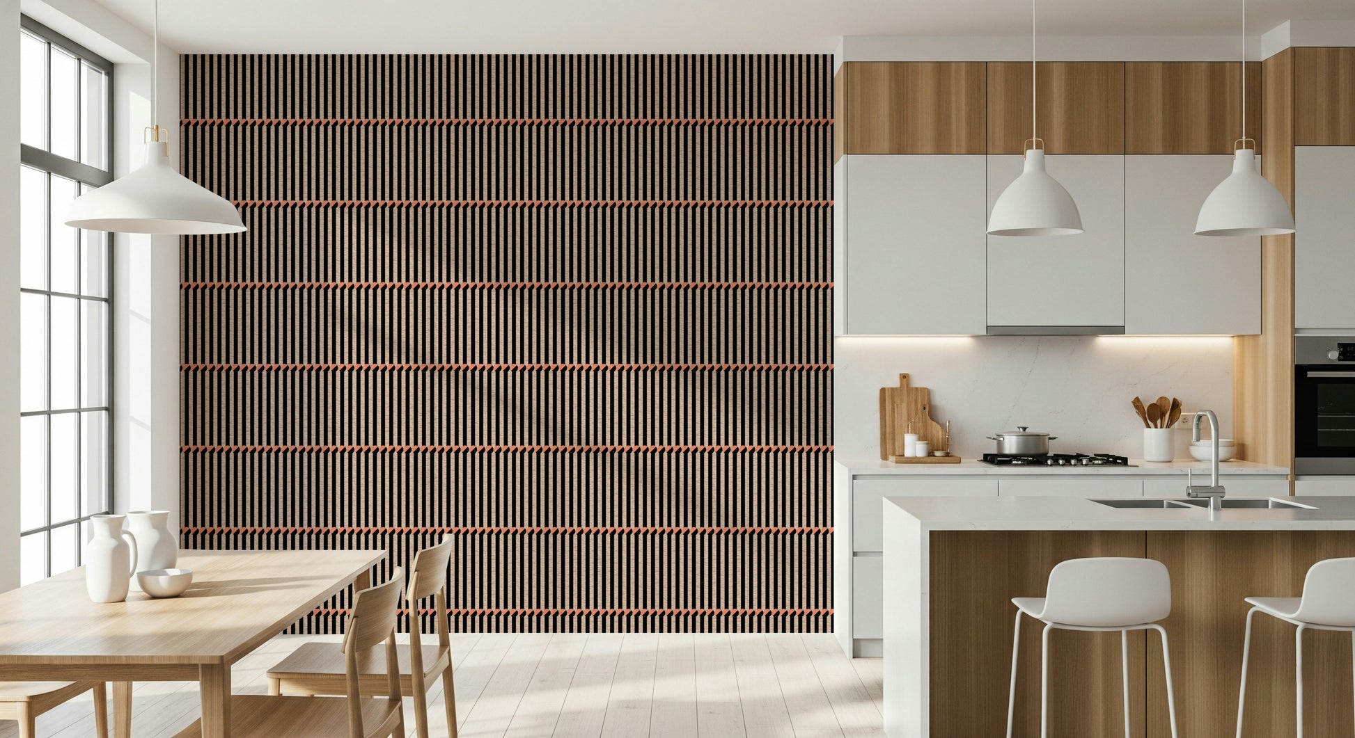 Minimalist wallpaper for walls using the Retro Lines Wallpaper.