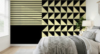 Geometric black and beige abstract pattern of the Dynamic Duo Shapes Wall Mural.