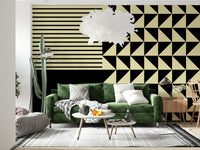 Bold stripe and triangle motif of the Dynamic Duo Shapes Wall Mural for walls.