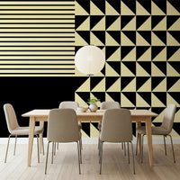 Designer interior featuring the dynamic Dynamic Duo Shapes Wall Mural design.