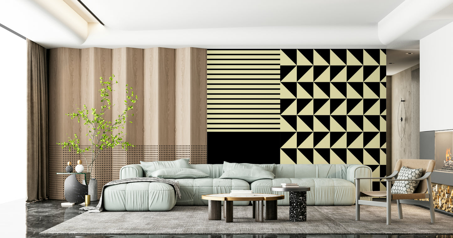 Modern contrast design of the appealing Dynamic Duo Shapes Wall Mural print.