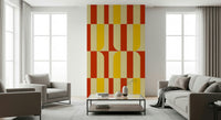 Bold color-blocking of the Marigold and Maple geometric wall mural.