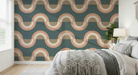 Design layout of the beautiful Modern Retro Arcs Decor Wallpaper enhances a den.