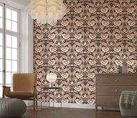 Cozy styled interior showcasing the simple peel and stick Rustic Red Wallpaper.