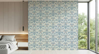 Traditional styled space showcasing the simple peel and stick Mist Blue Wallpaper.