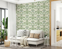 Art wallpaper mural called Timeless Garden provides a serene backdrop.